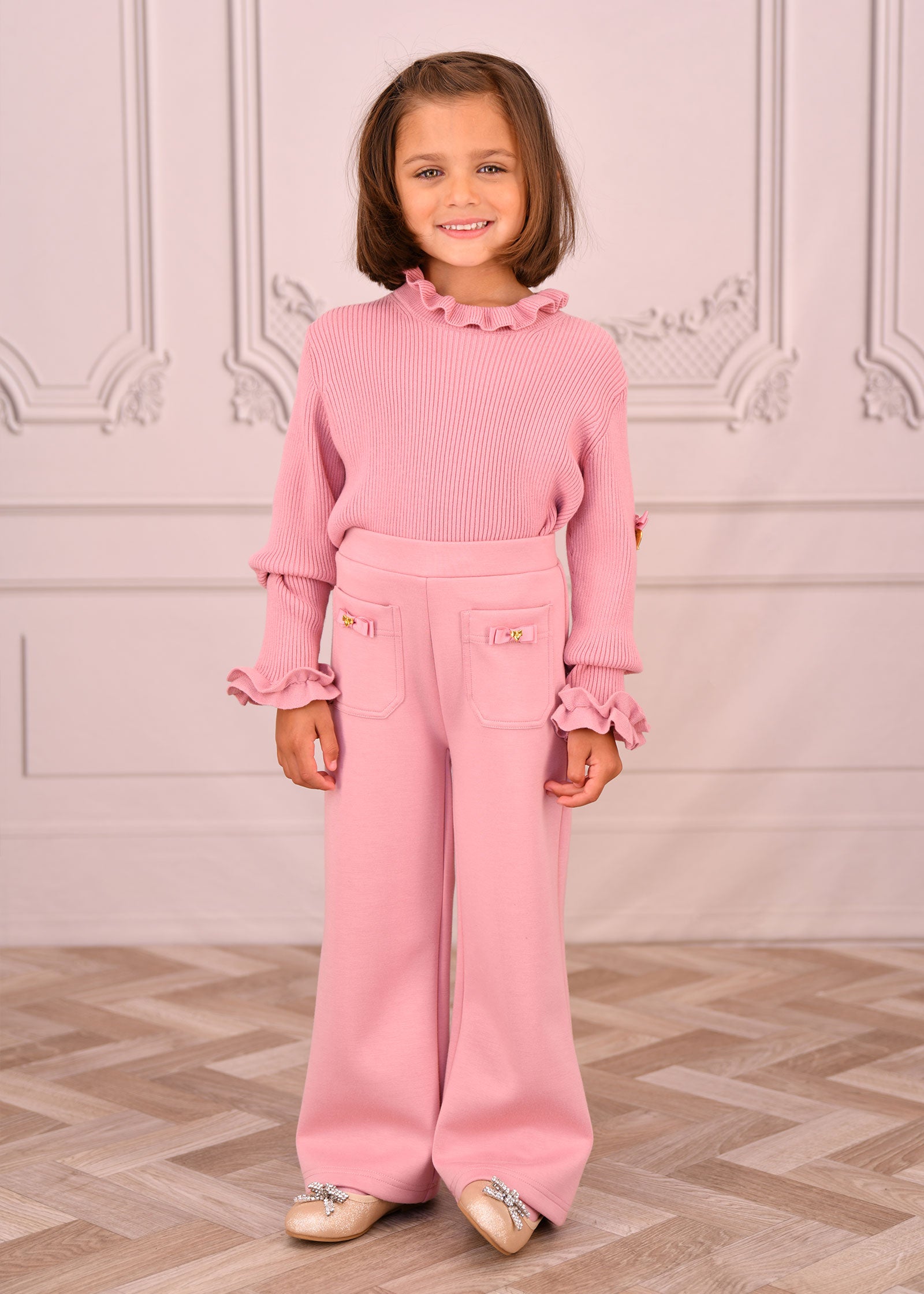 Thaya Frill Pocket Trousers Tea Rose