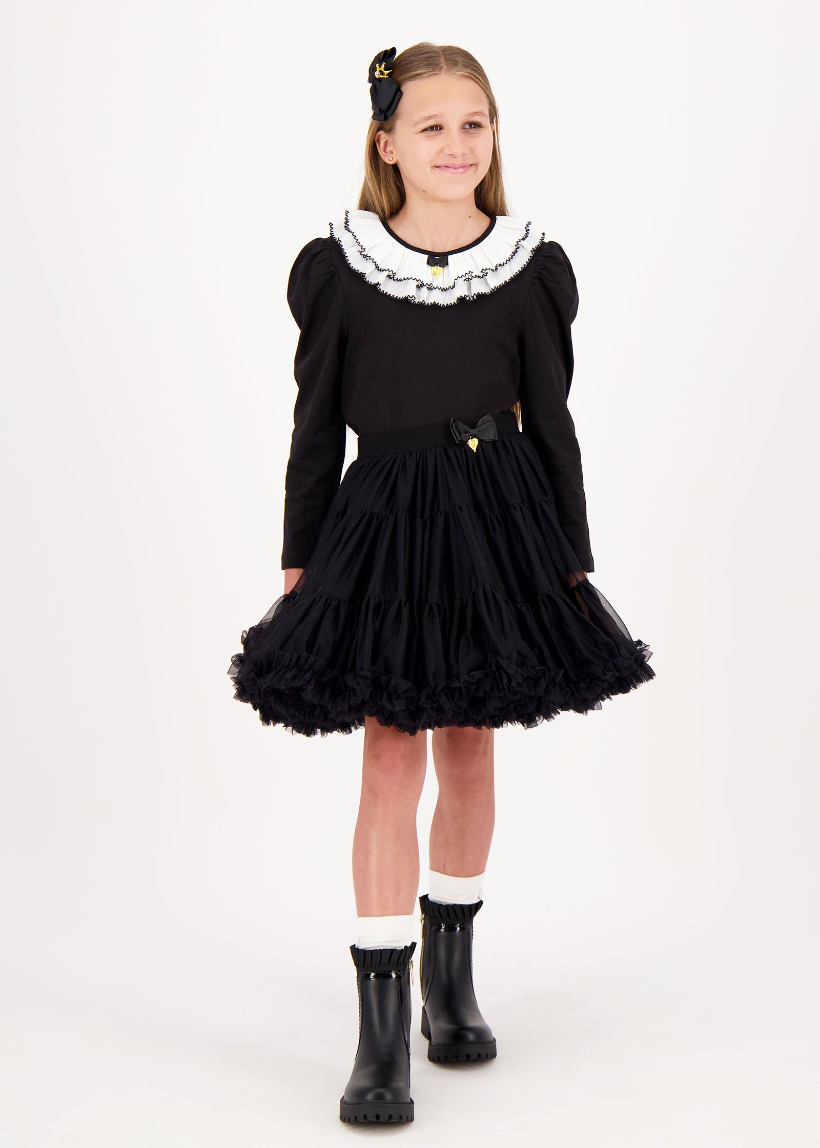 Thelma Pleated Collar Top Black