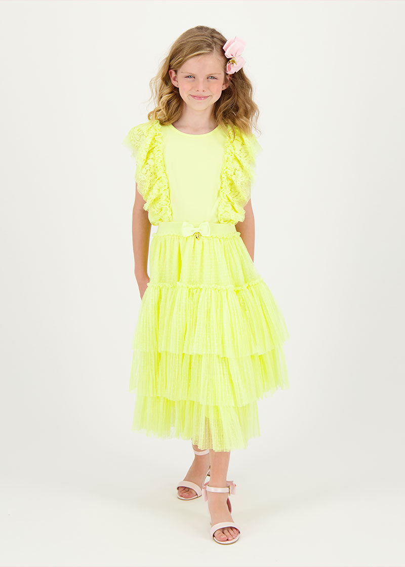 Thyme Spotted Tulle Skirt Sherbert