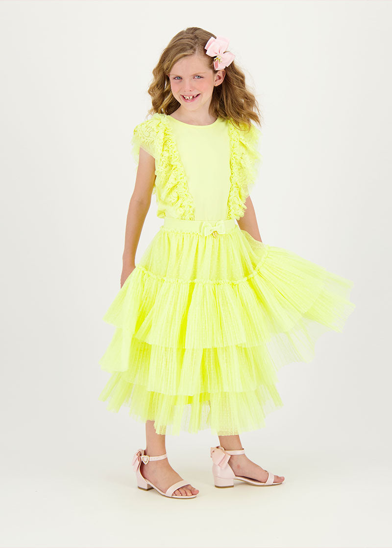 Thyme Spotted Tulle Skirt Sherbert