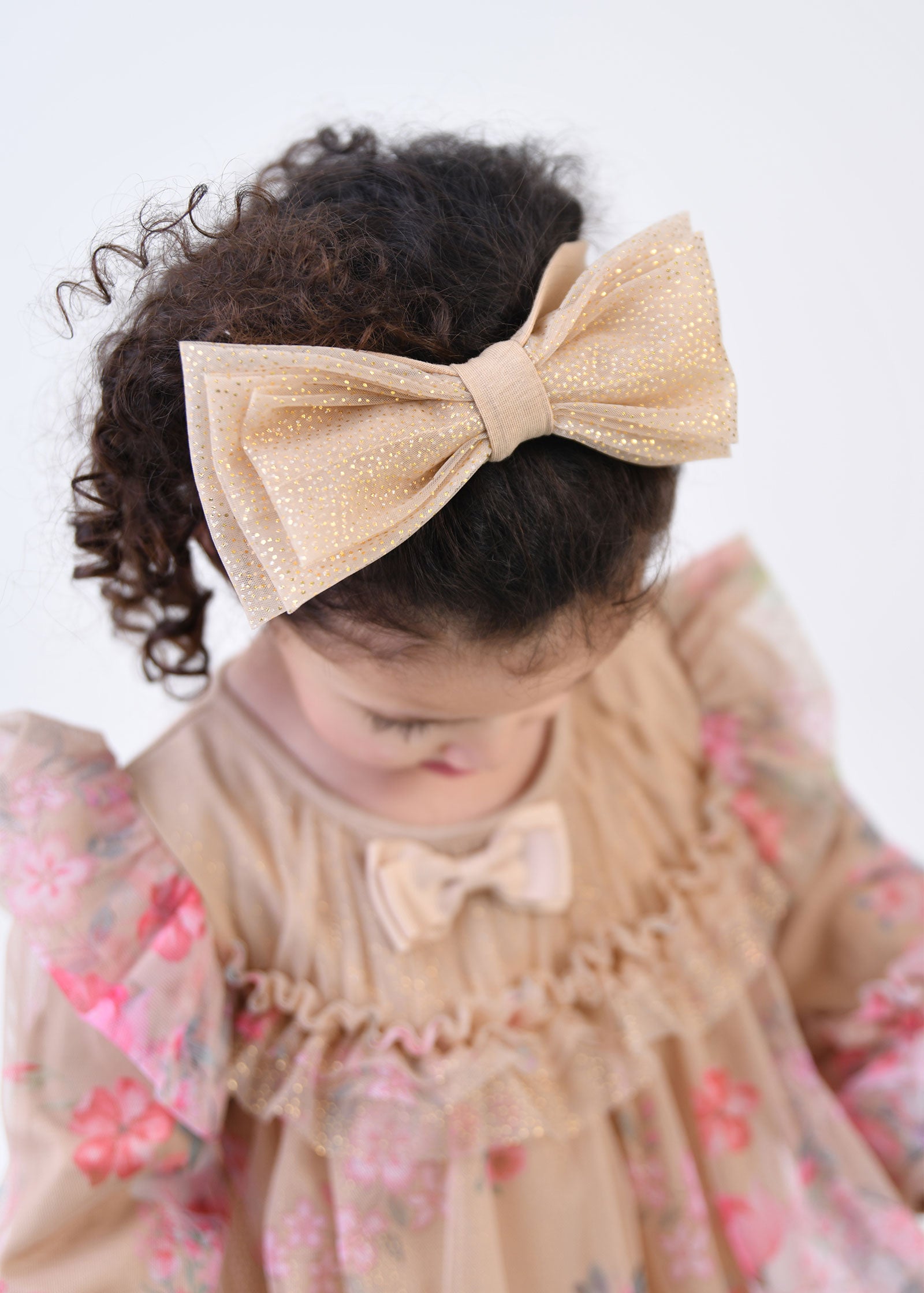 Tiff Sparkle Tulle Baby Headband Sand