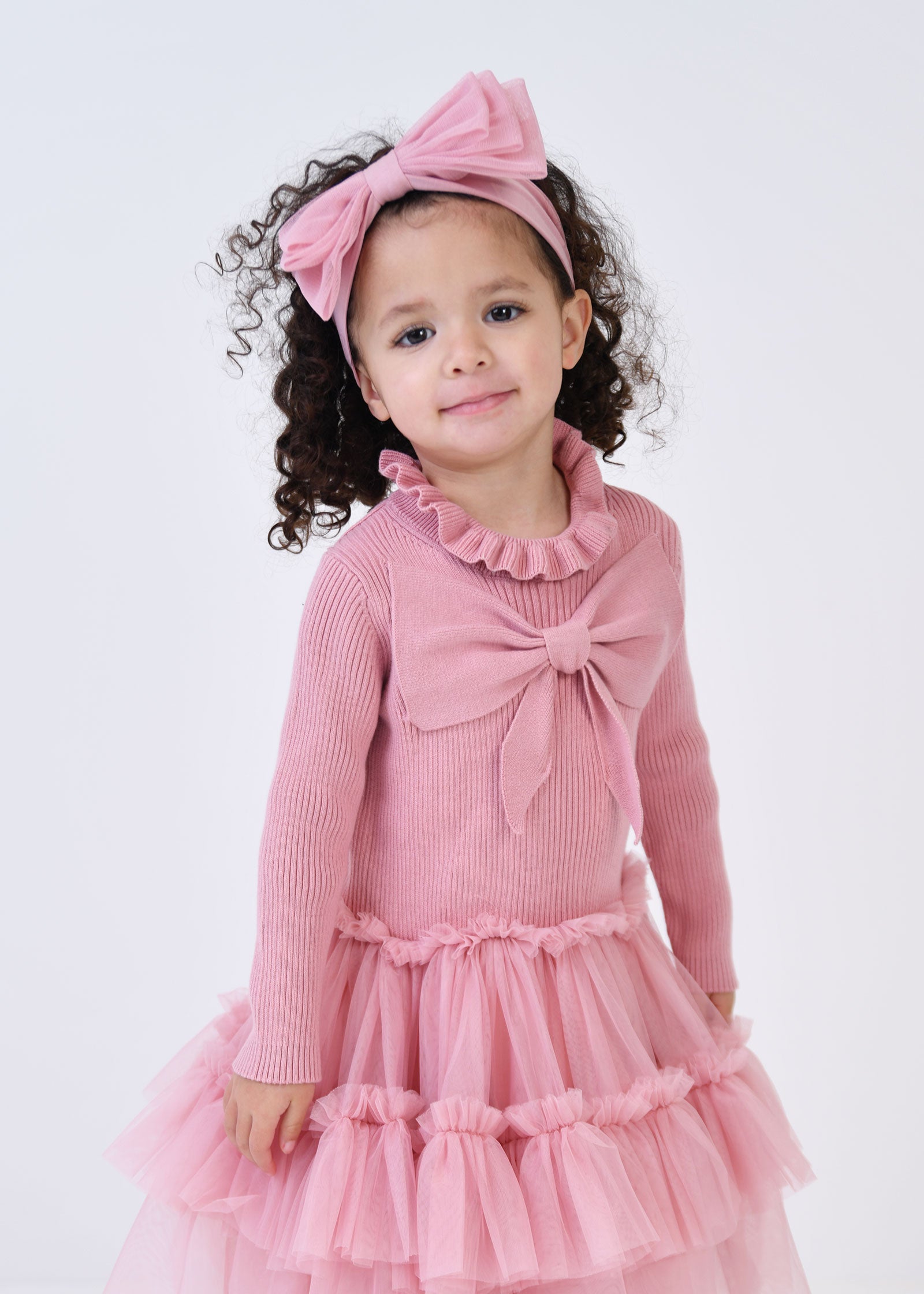 Tiff Tulle Baby Headband Tea Rose
