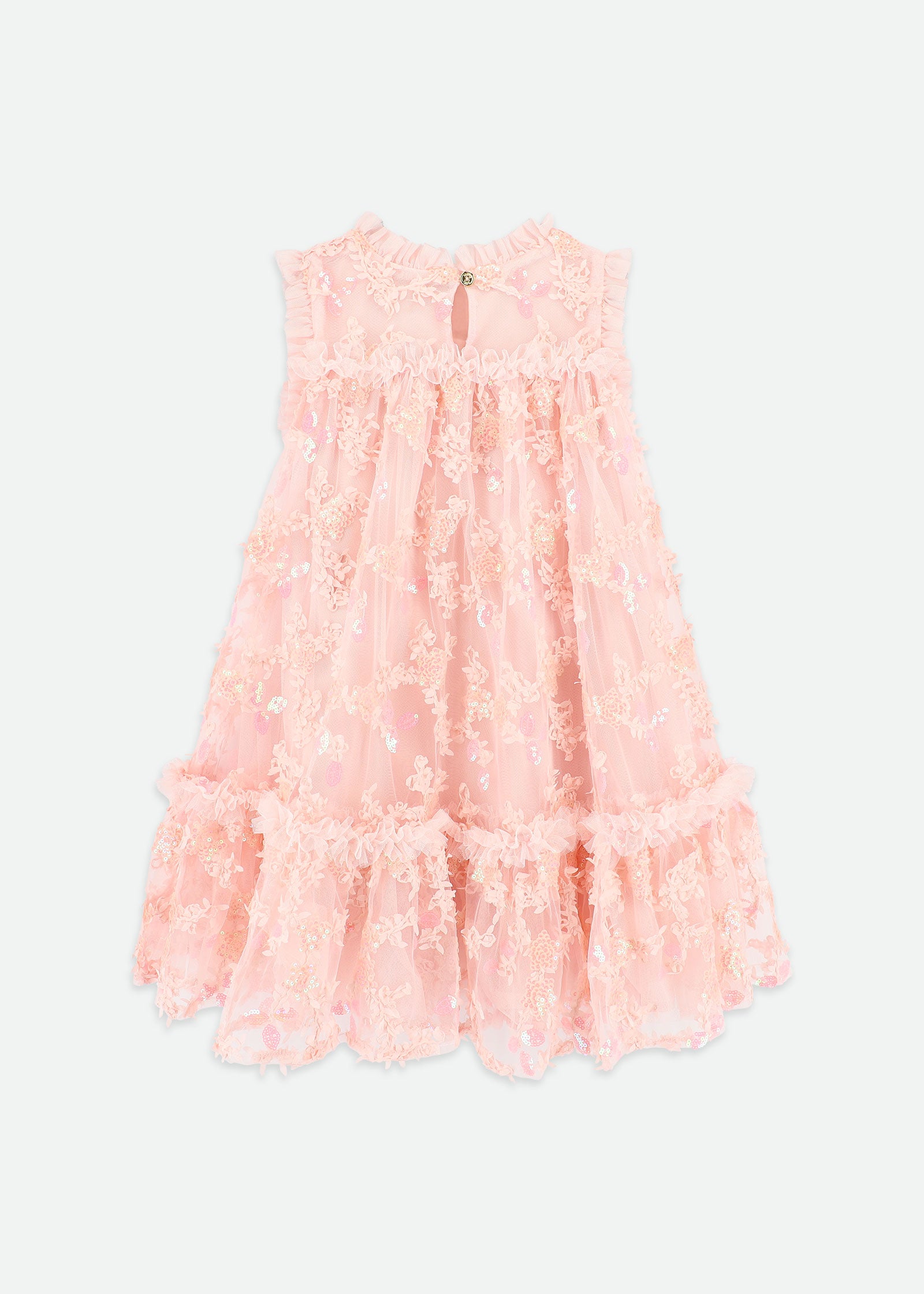 Tilly Sequin Flower Tulle Dress Pale Pink