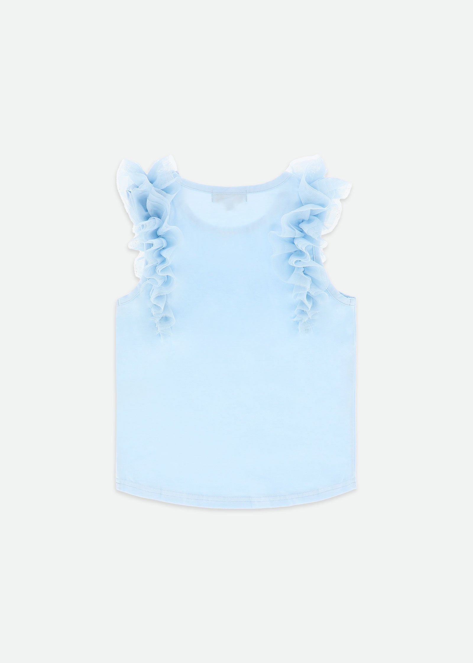 Toni Ruffle Trim Top Pale Blue