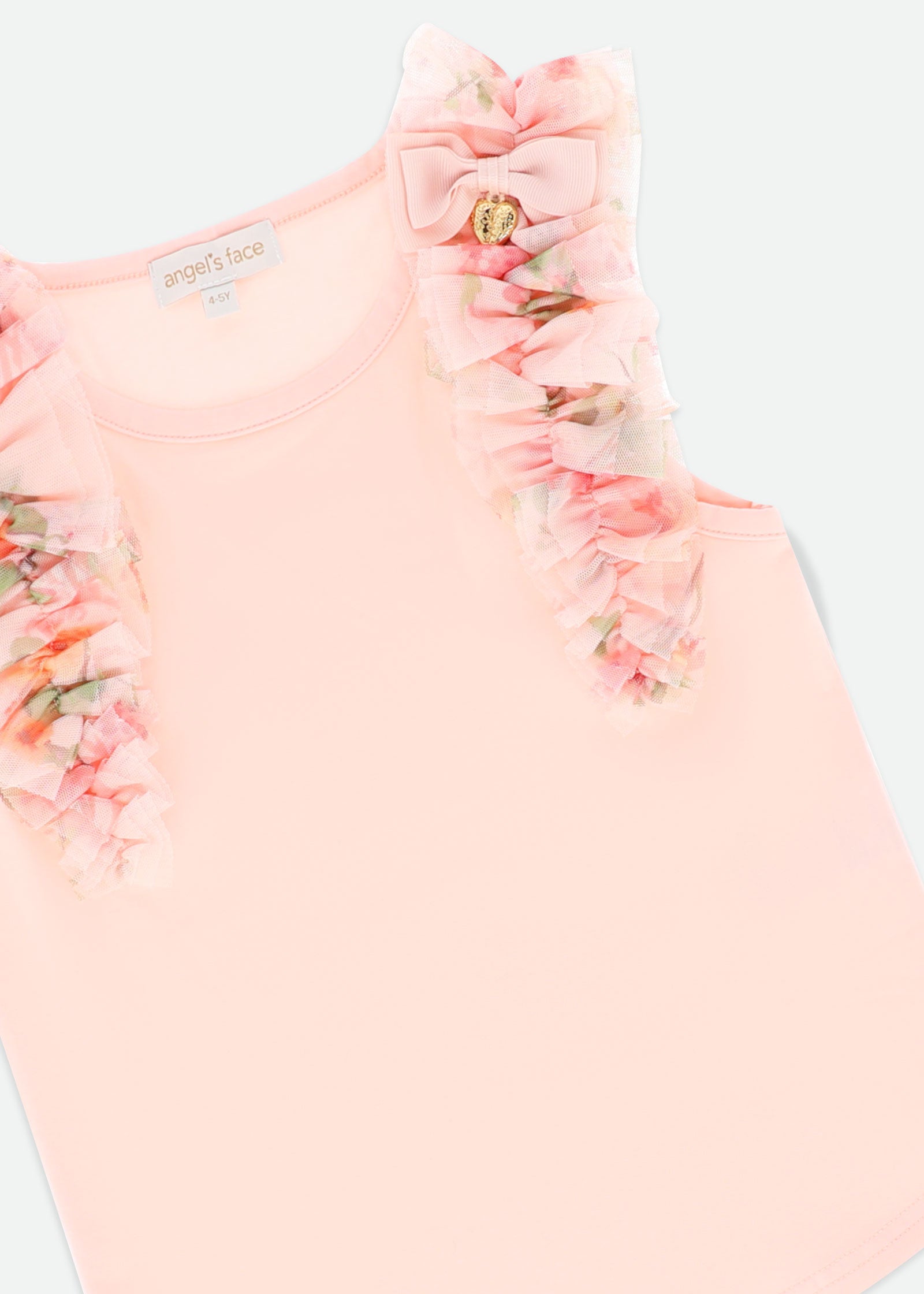 Toni Ruffle Trim Top Peach Primrose