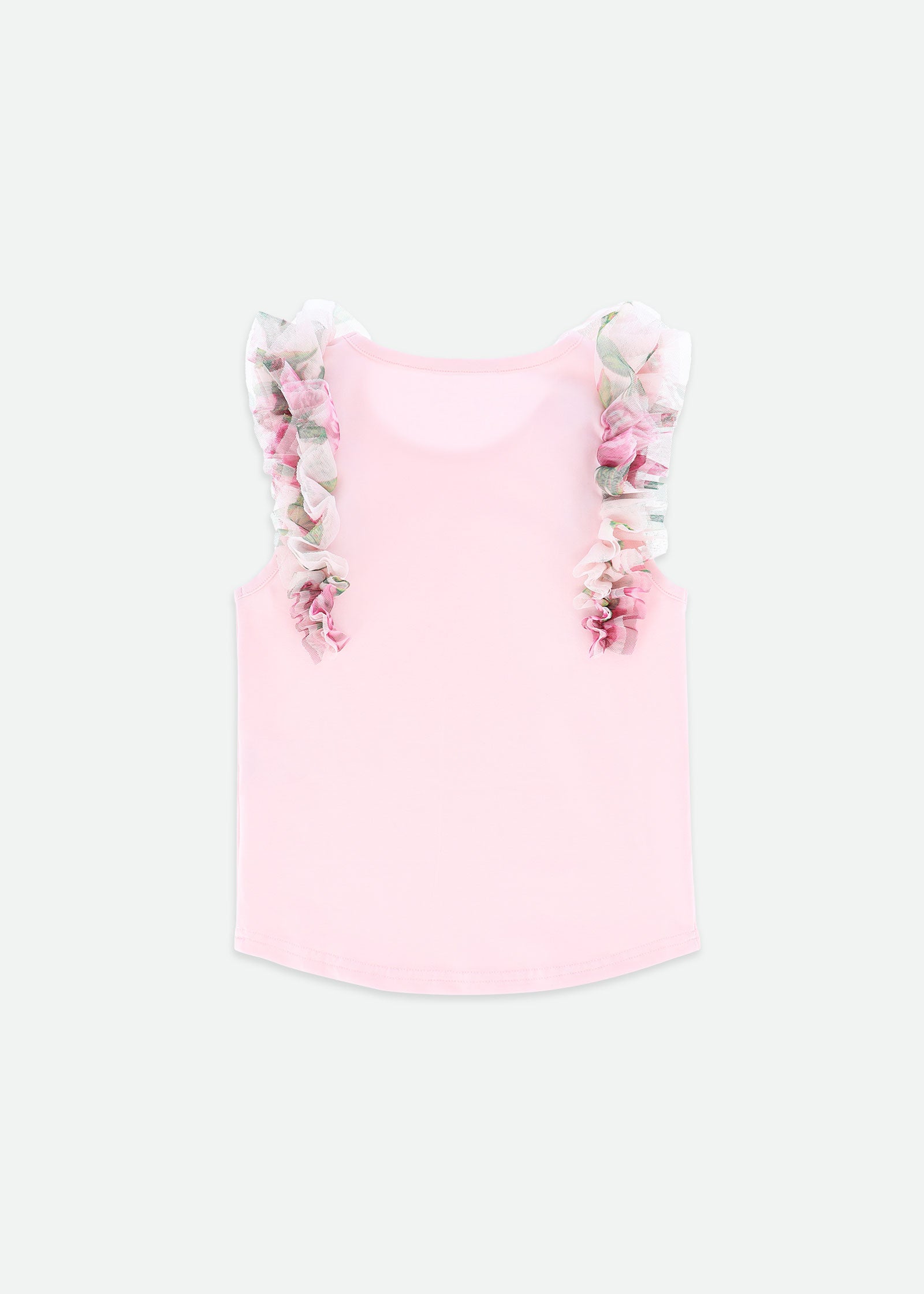 Toni Roses Ruffle Trim Top Pink