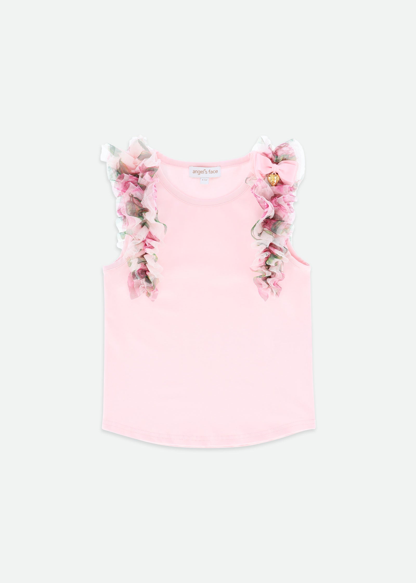 Toni Roses Ruffle Trim Top Pink