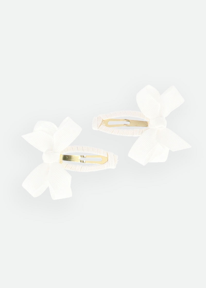 Two Pack Bow Clips Snowdrop