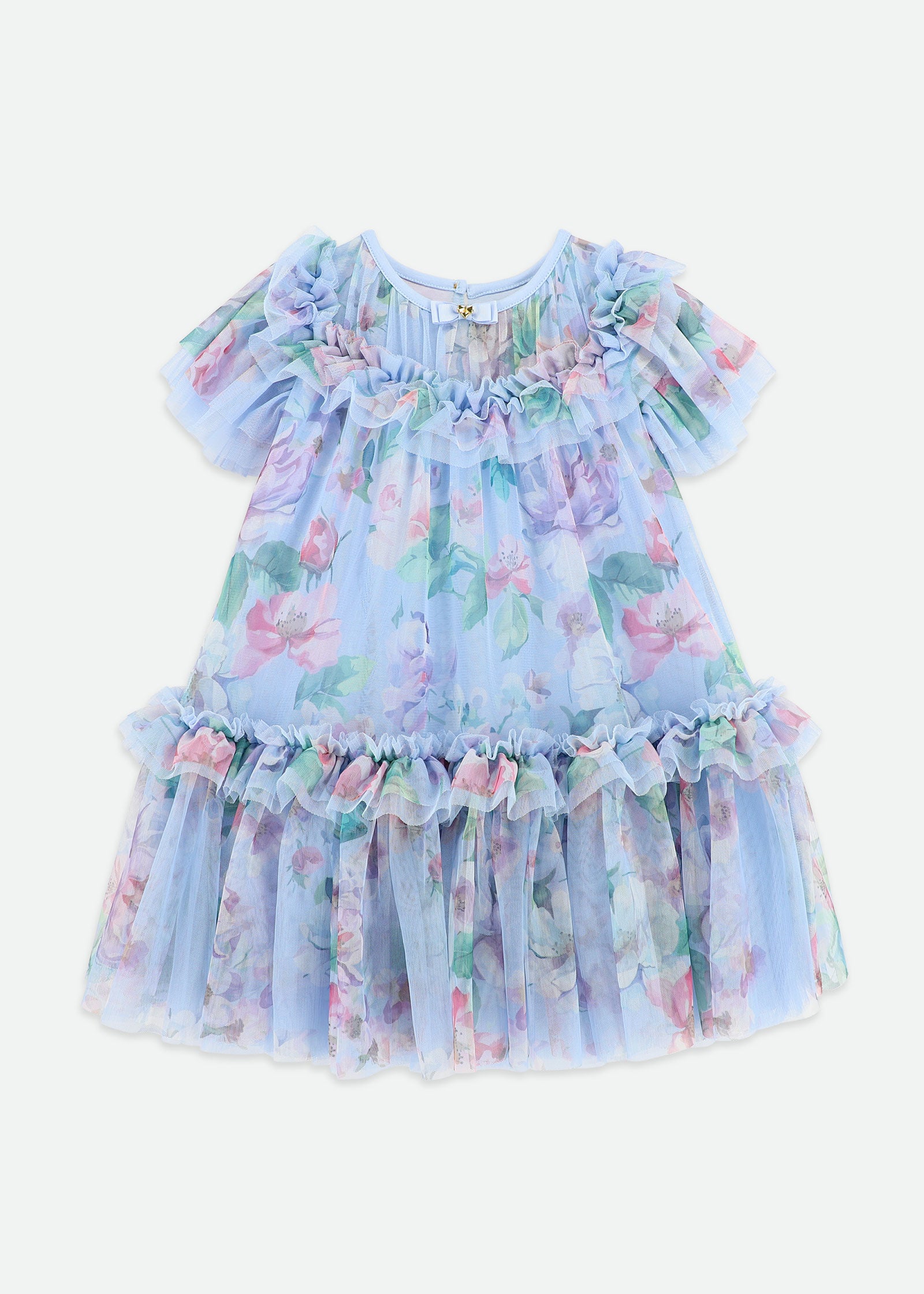 Angel's Face-Girls Blue Floral Tulle Dress