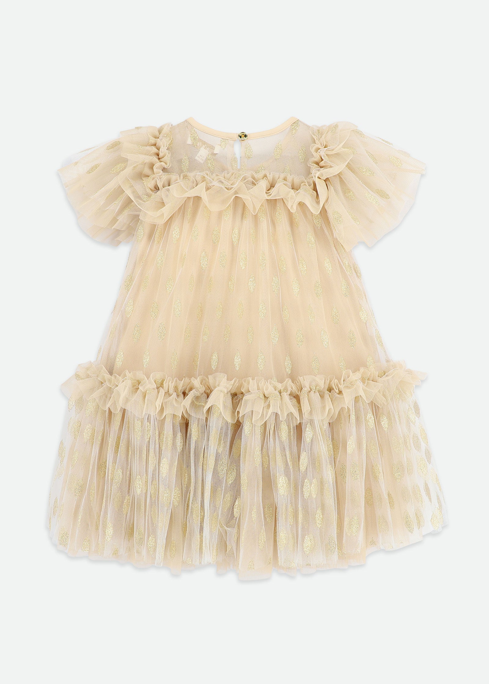 Victoria Leaf Embroidered Tulle Dress Gold