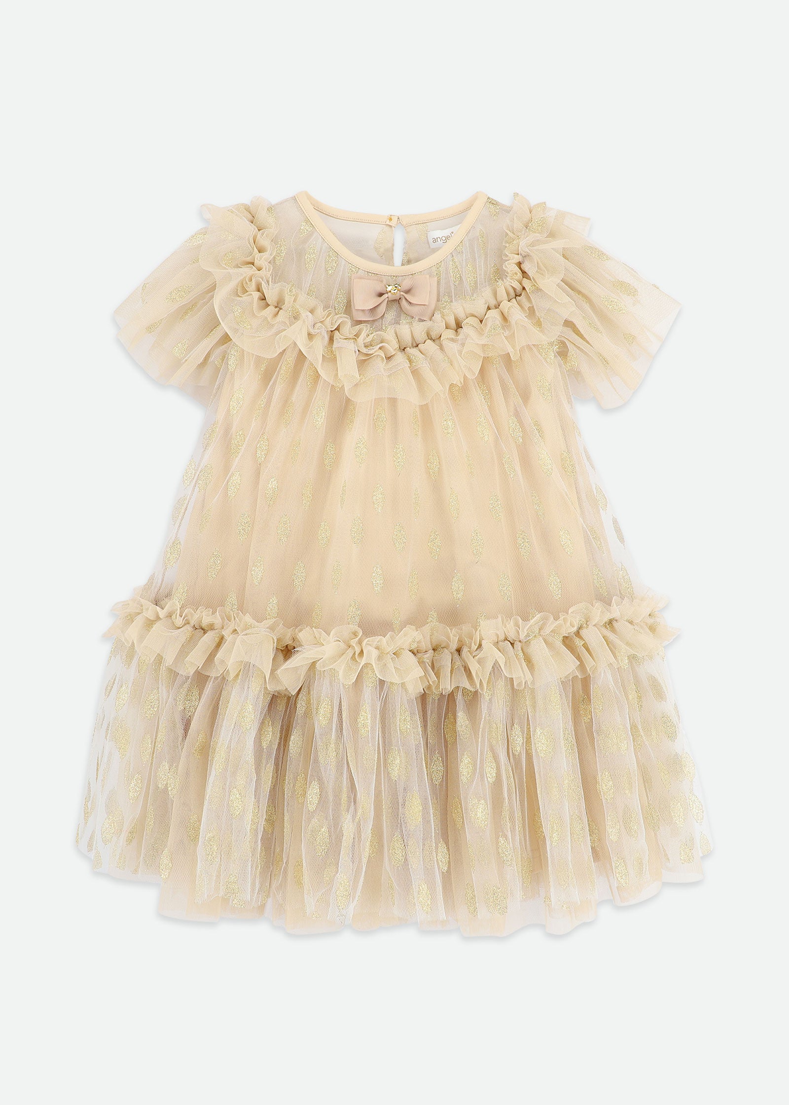 Victoria Leaf Embroidered Tulle Dress Gold