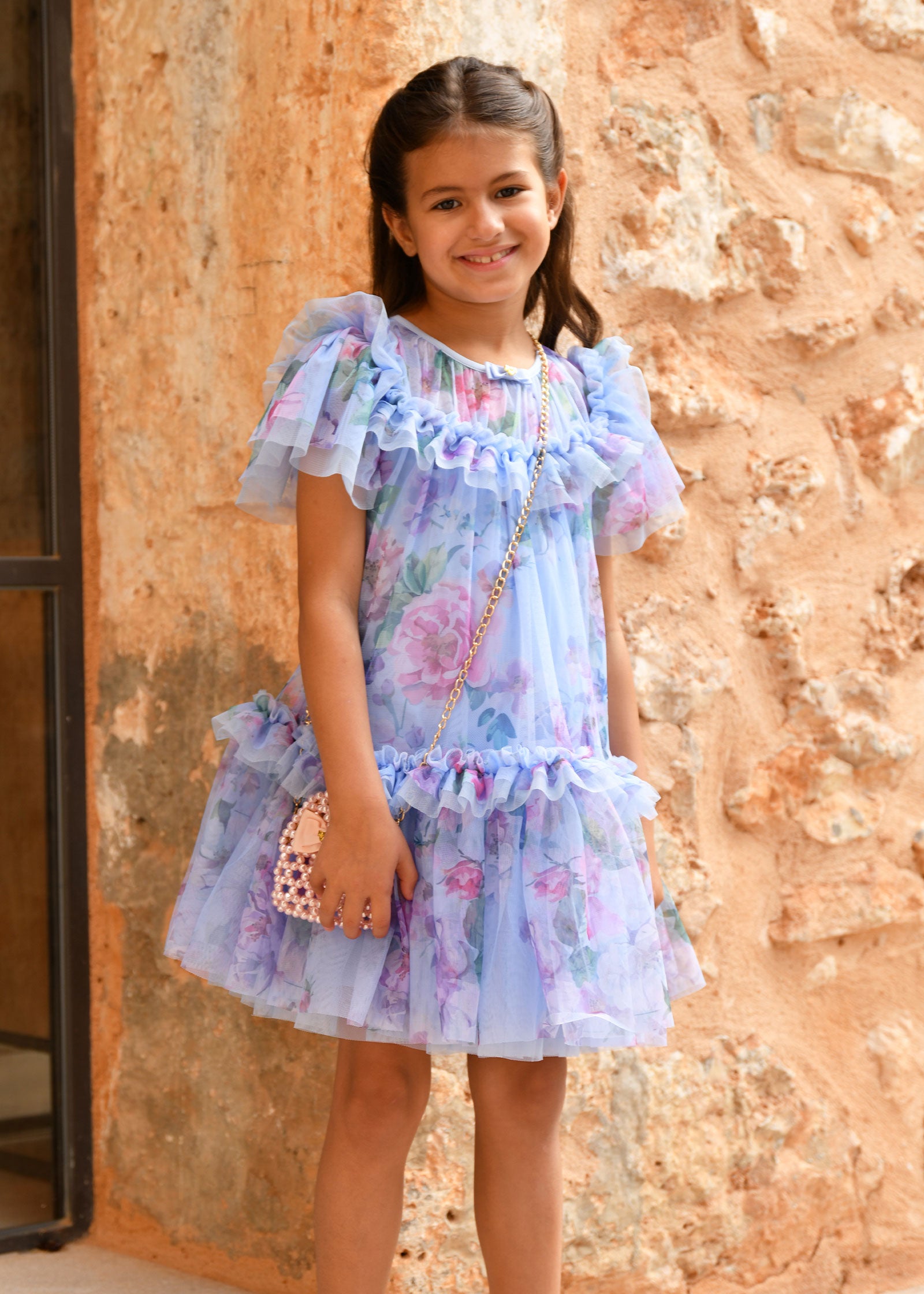 Victoria Flower Tulle Dress Pretty Blue