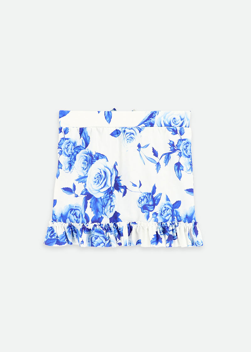 Vincentina Blue Flower Swim Skirt Snowdrop