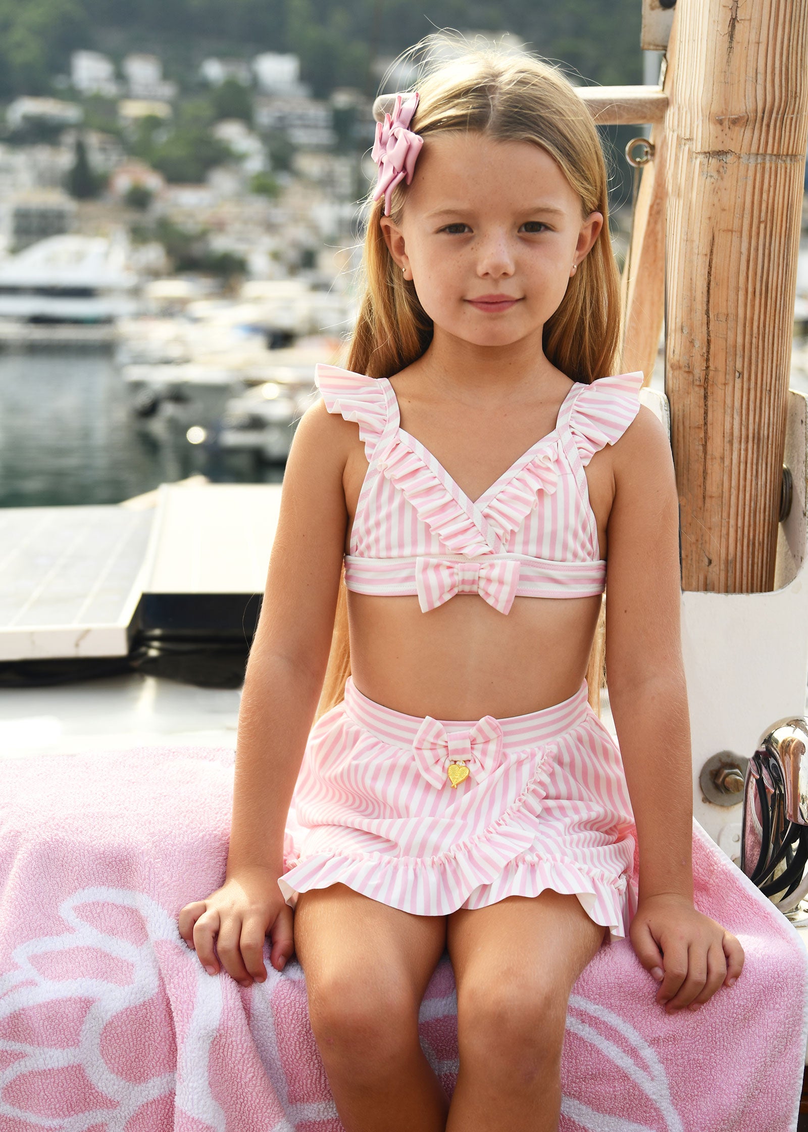 Vincentina Striped Swim Skirt Pink