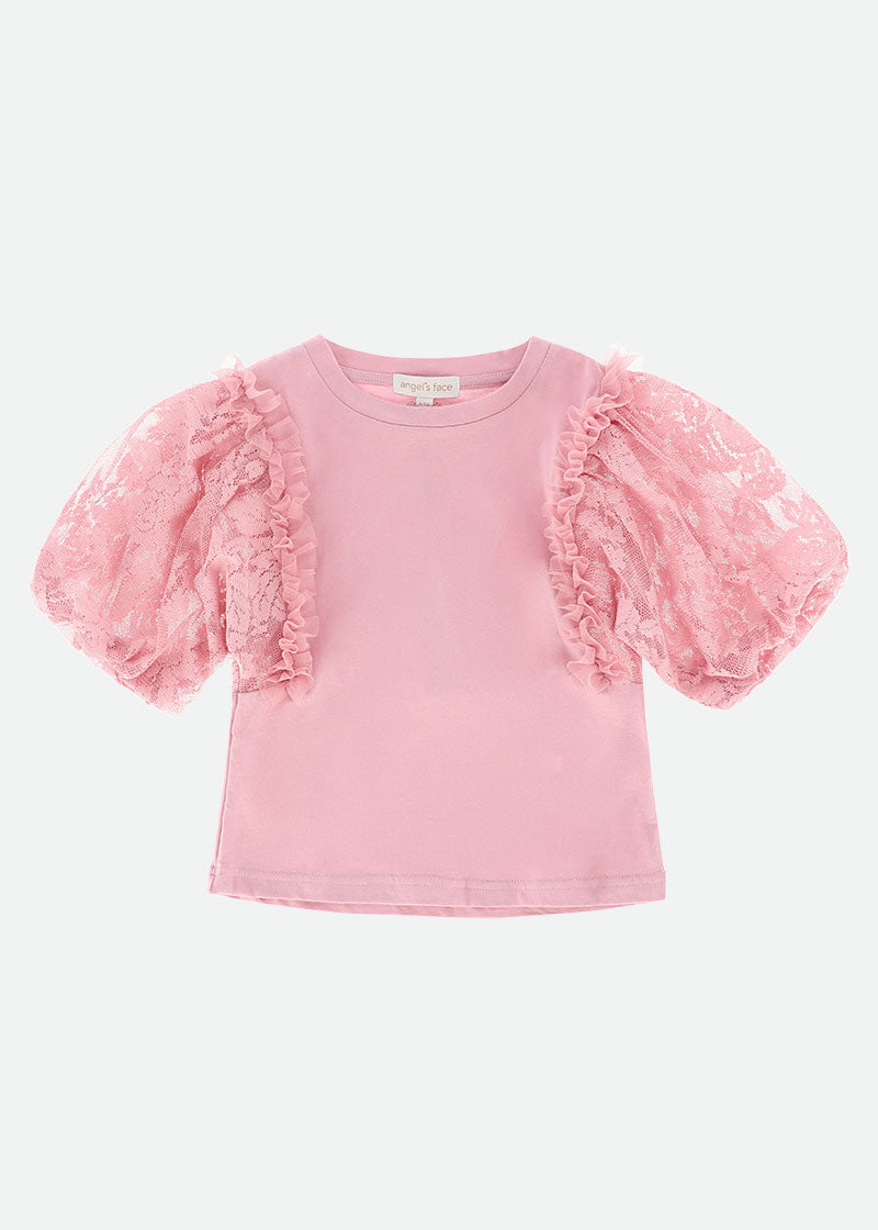 Vivian Lace Sleeve Top Tea Rose