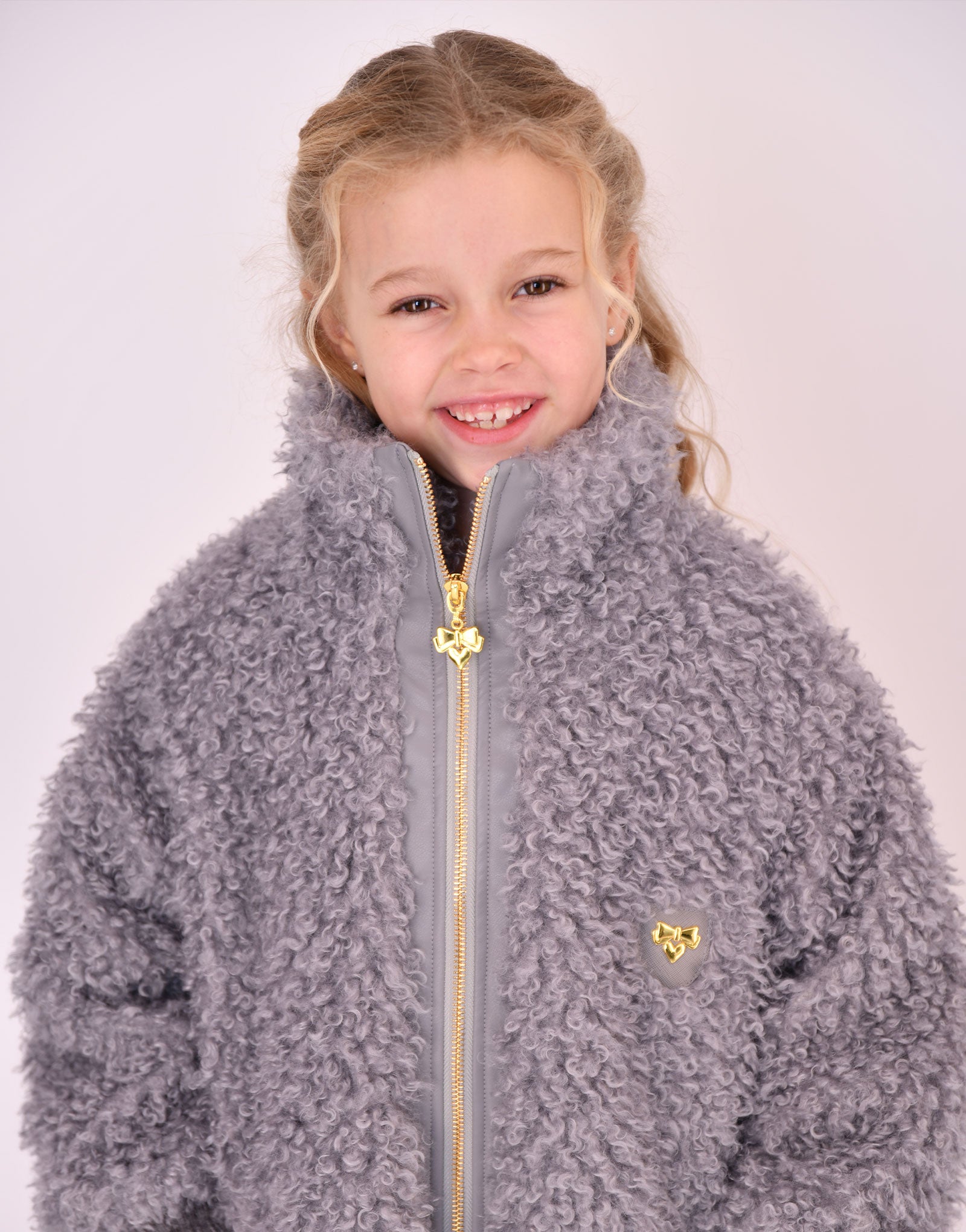 Vivienne Curly Fur Coat Grey