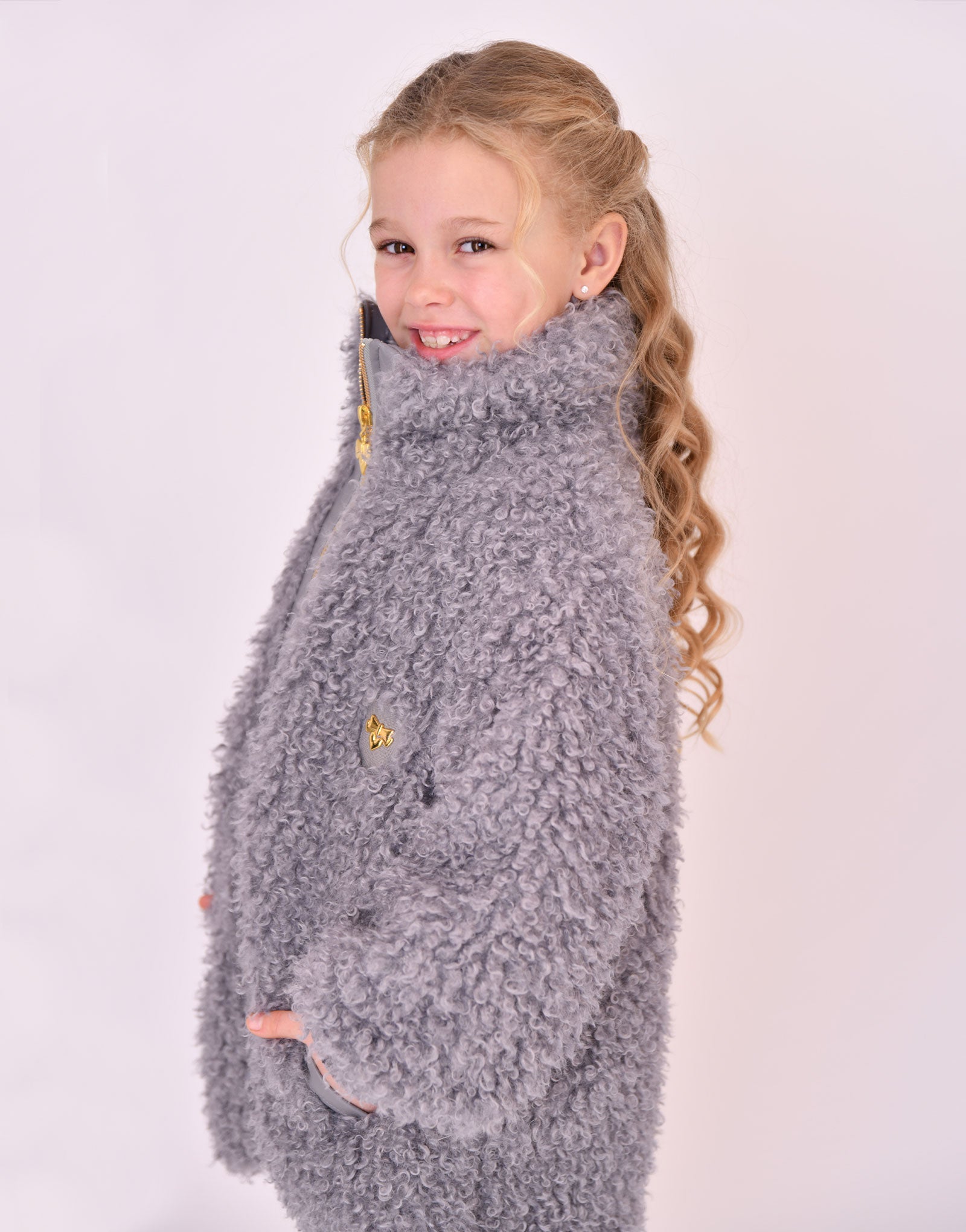 Vivienne Curly Fur Coat Grey