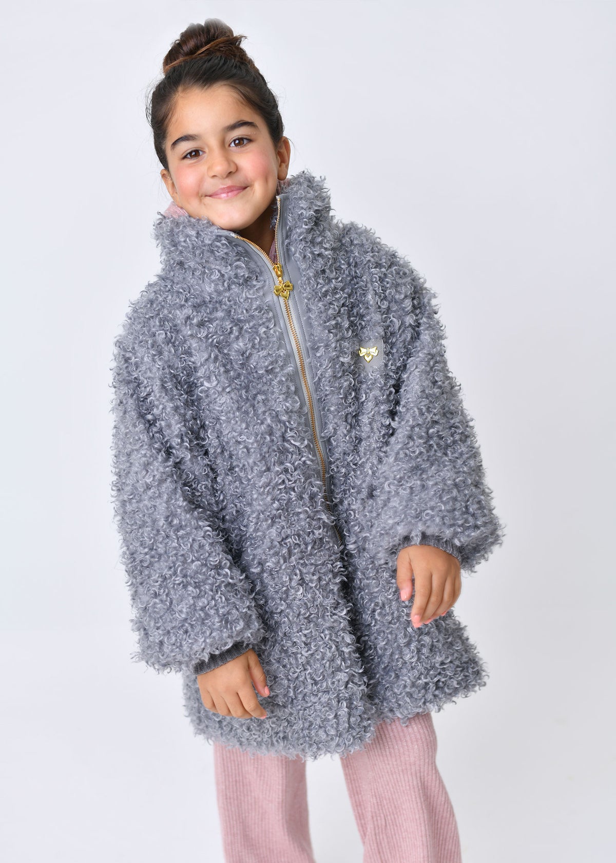 Vivienne Curly Fur Coat Grey