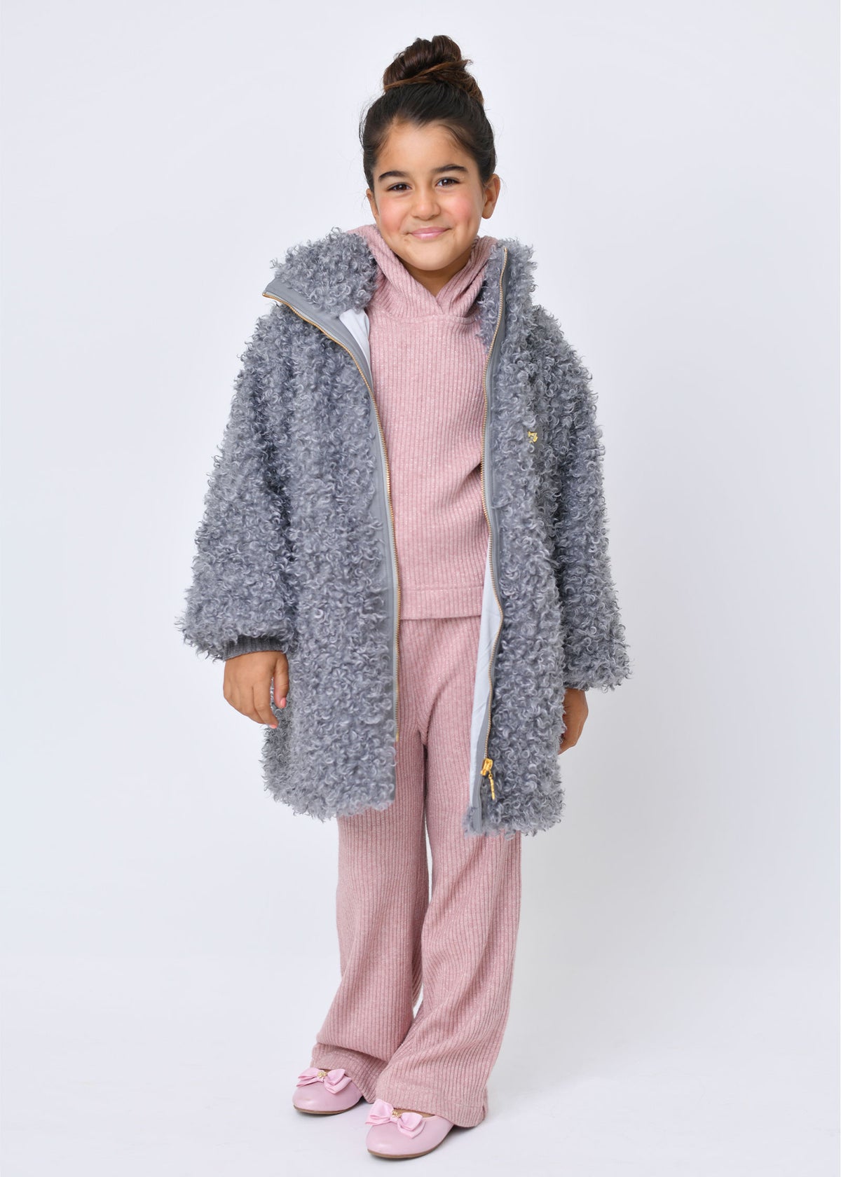 Vivienne Curly Fur Coat Grey