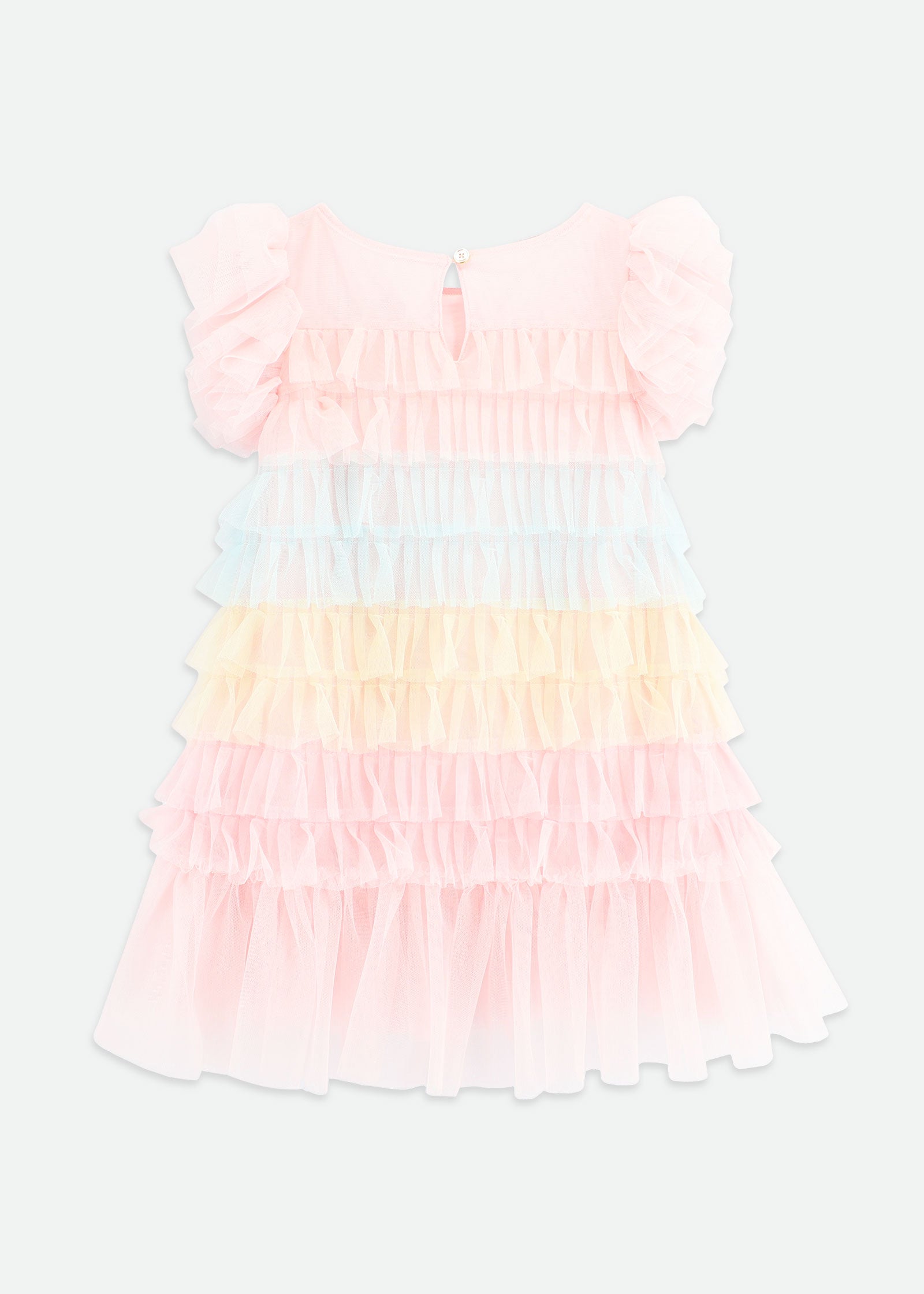 Waterfall Ruffle Dress Pale Pink