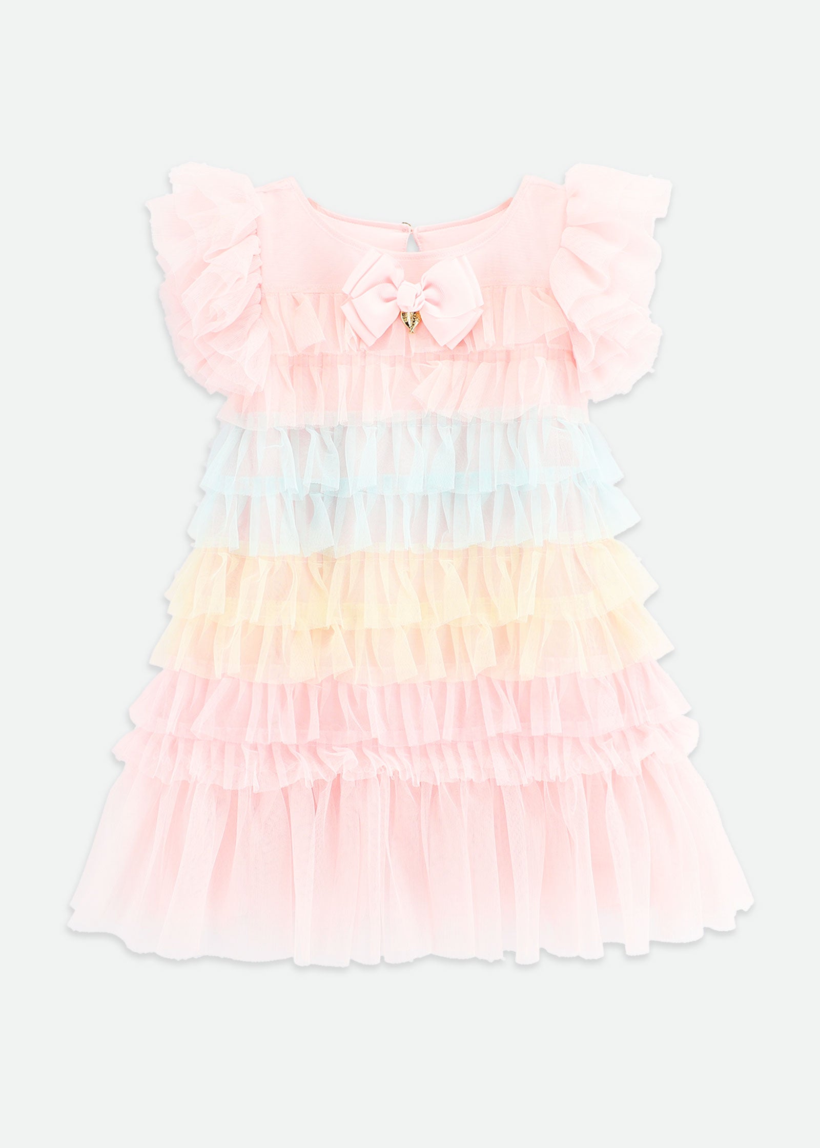 Waterfall Ruffle Dress Pale Pink