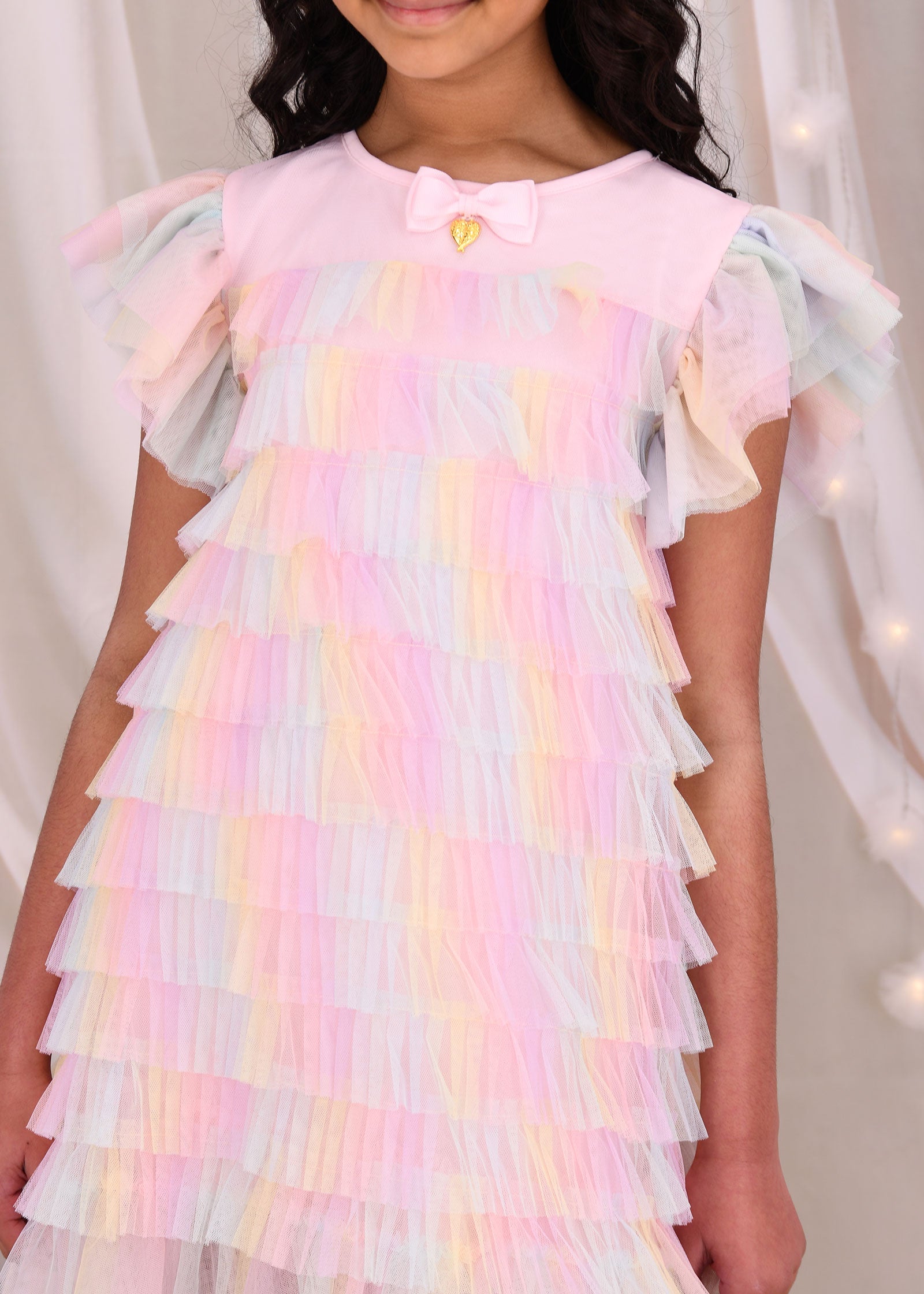 Waterfall Tulle Dress Rainbow