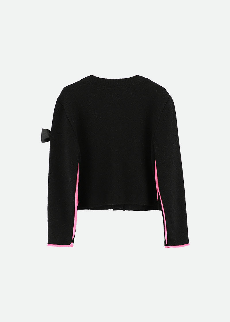 Whitney Knitted Jacket Black With Pink