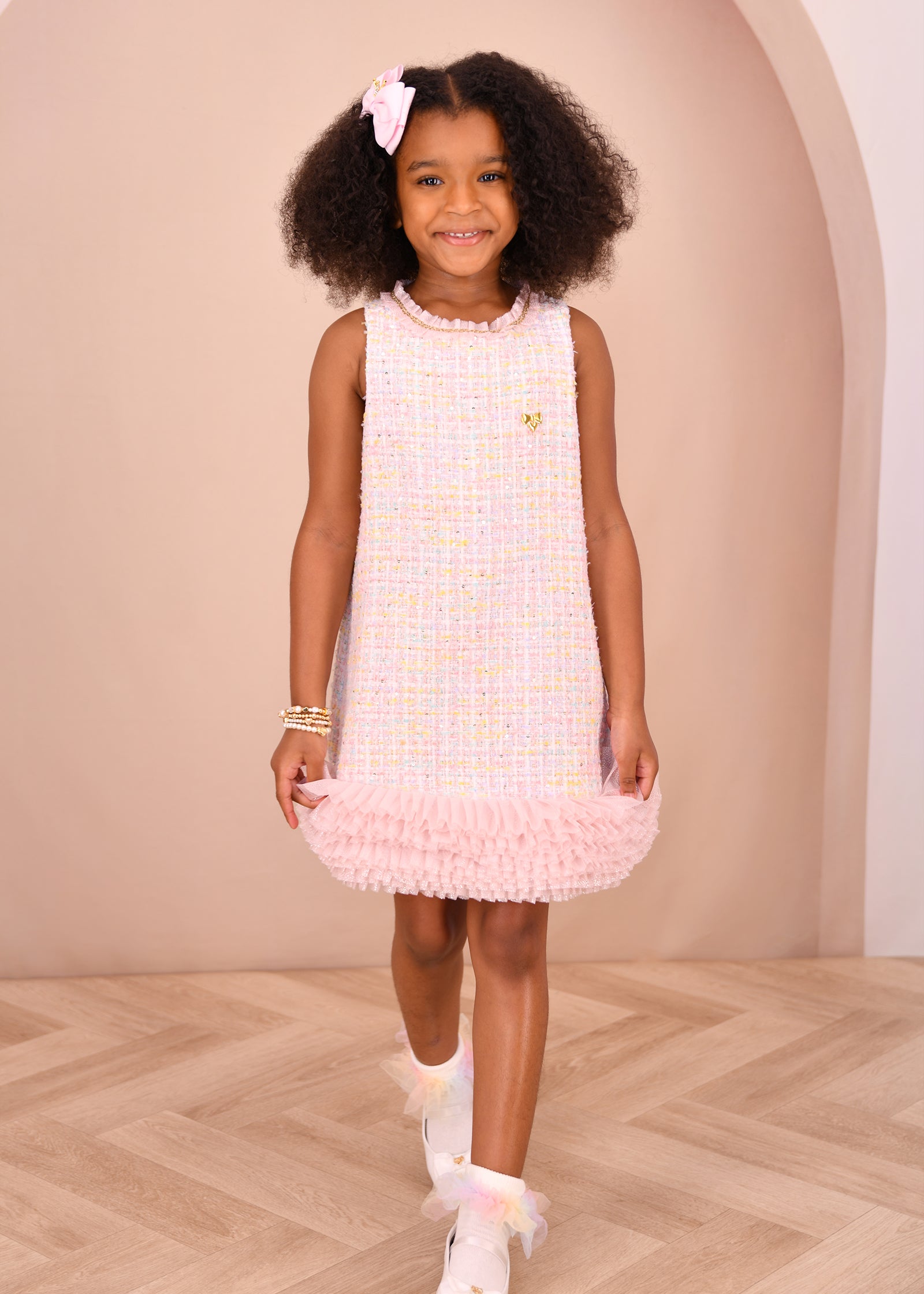 Wren Knitted Jacquard Dress Pink Mix