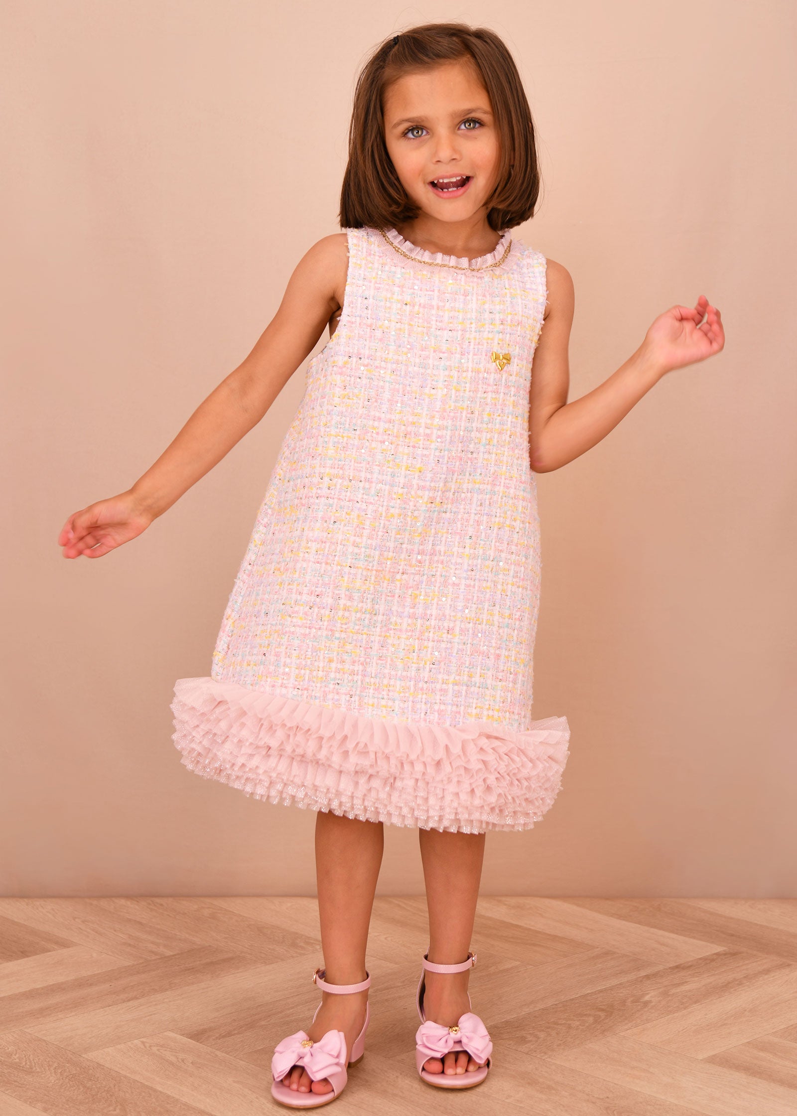 Wren Knitted Jacquard Dress Pink Mix