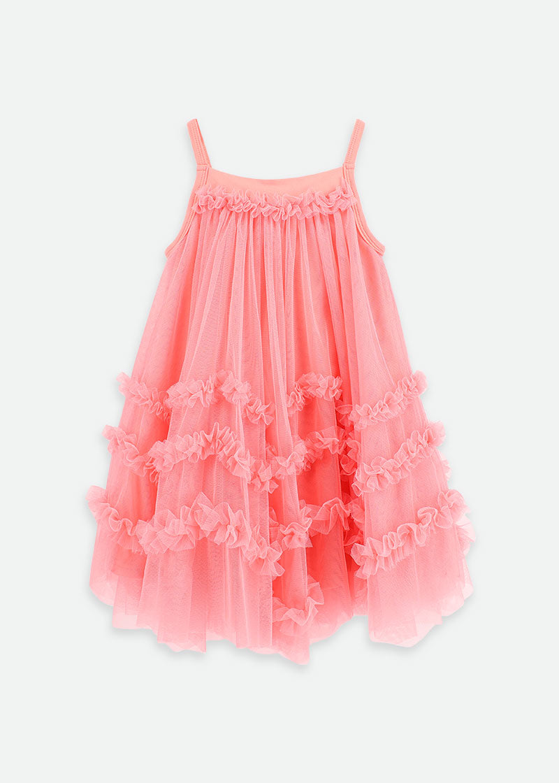 Zigzag Tulle Dress Coral