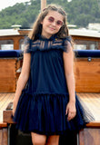 Andrea Spotted Tulle Dress Navy
