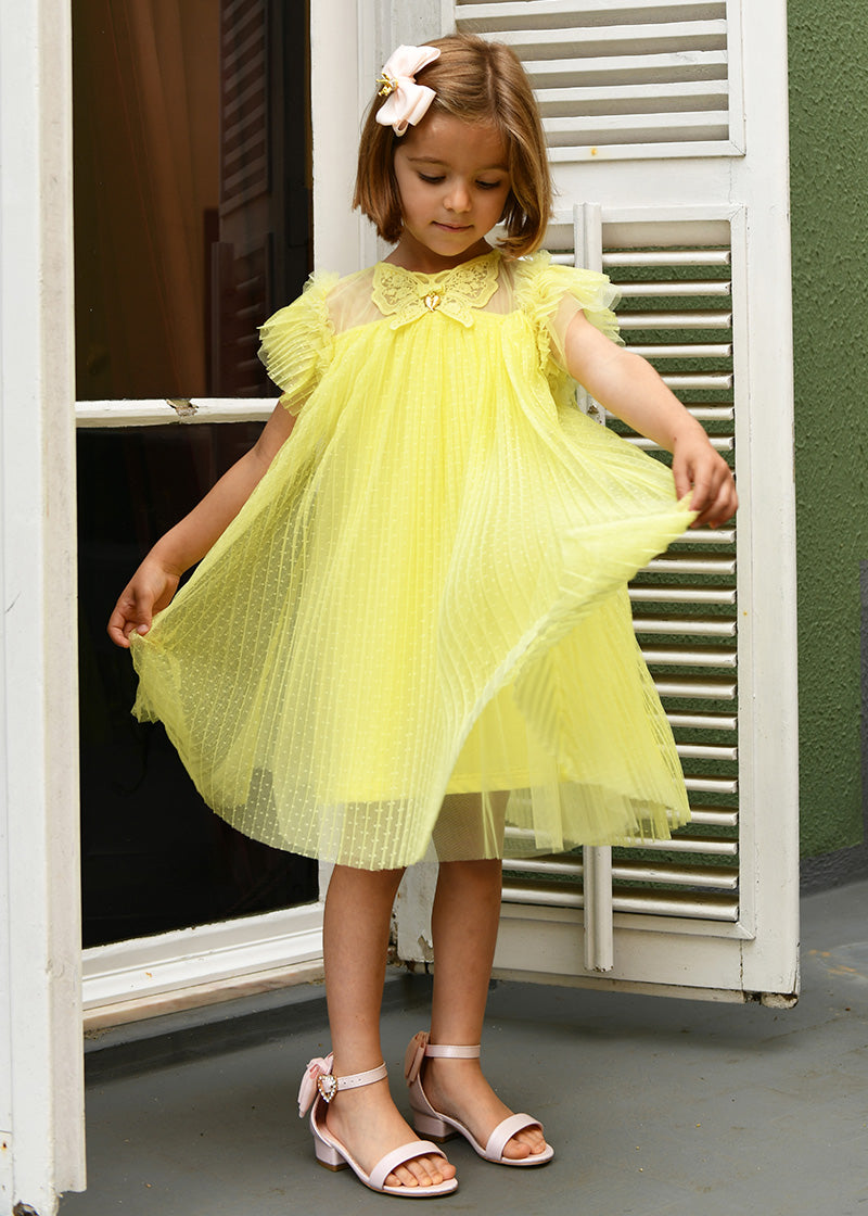 Cho Spotted Tulle Butterfly Dress Sherbert