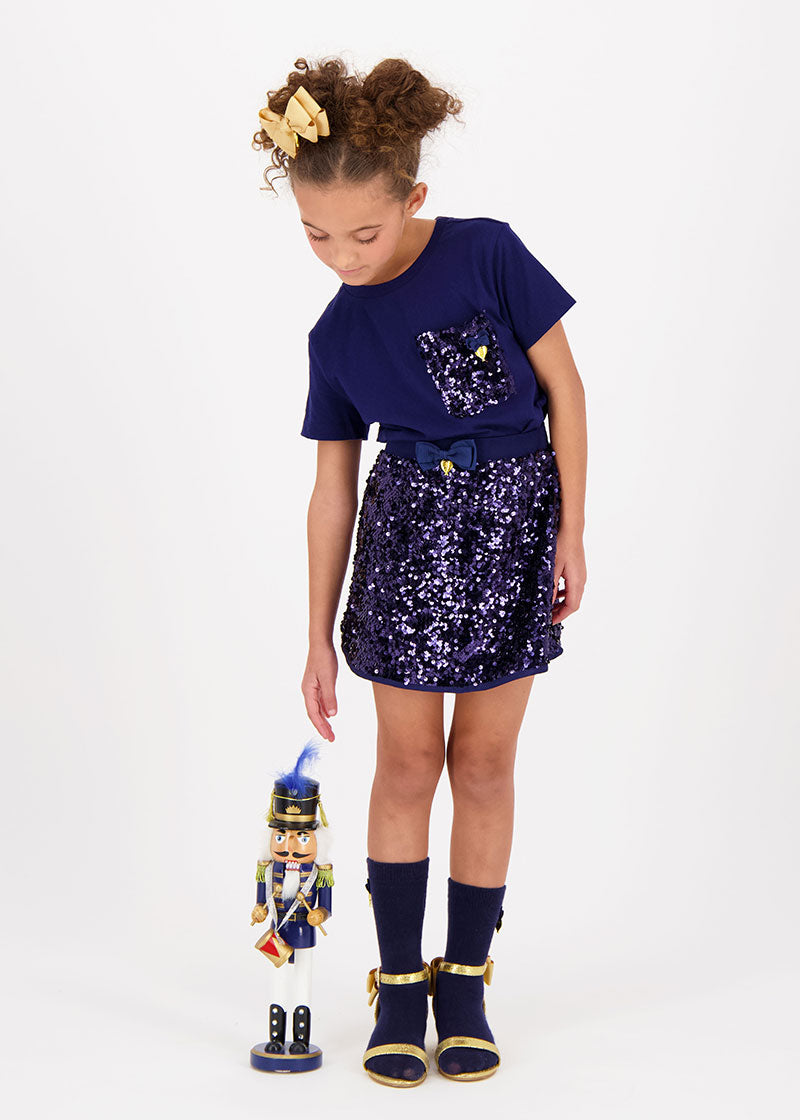 Diva Sequin Skirt Navy