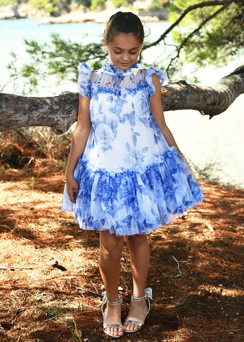 Marigold Blue Flower Dress Snowdrop