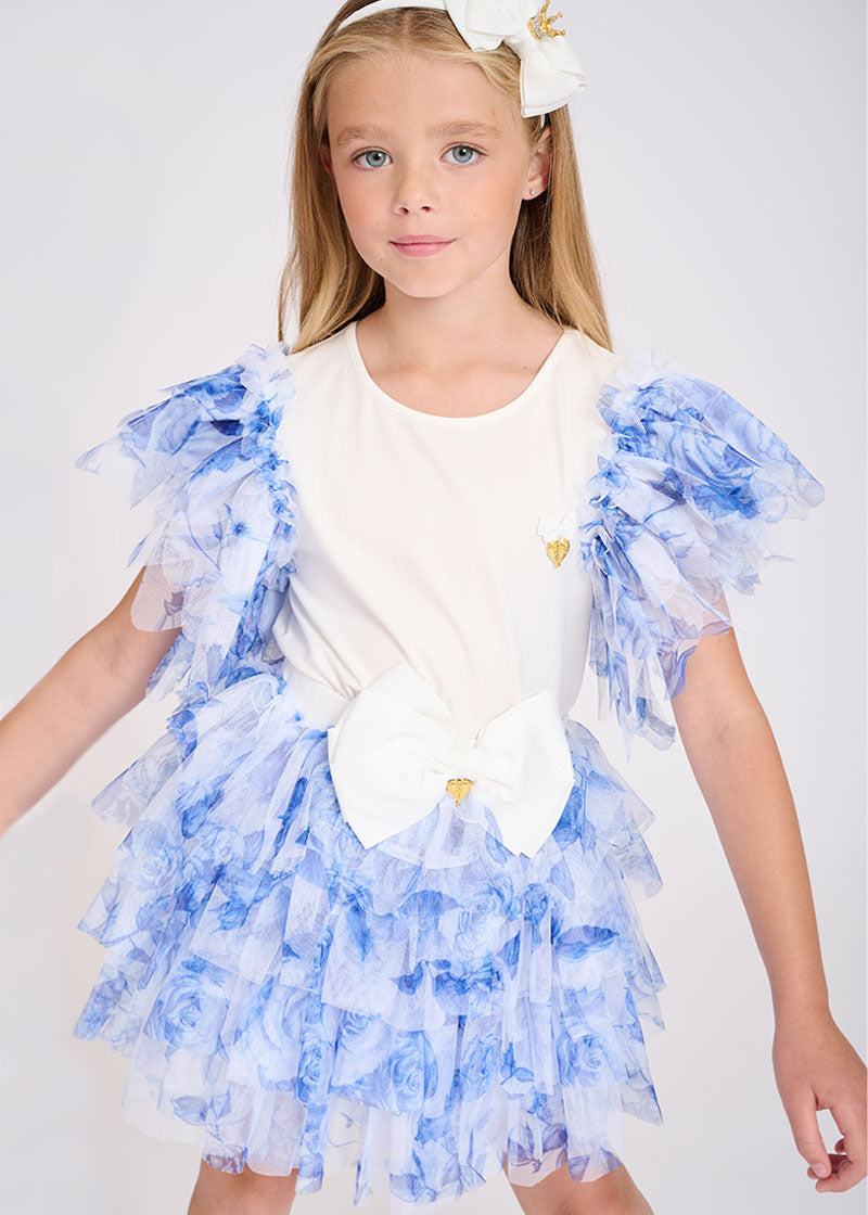 Abbie Blue Flower Skirt Snowdrop