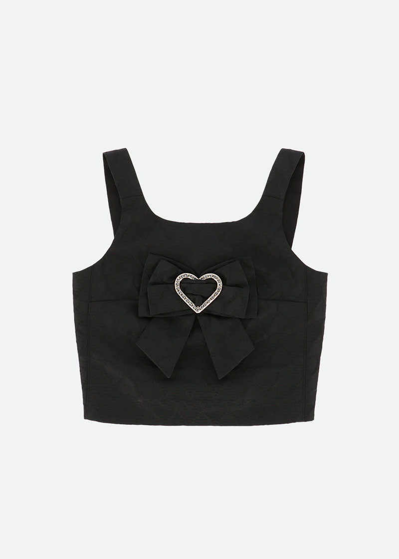 Adeana Heart Jacquard Top Black