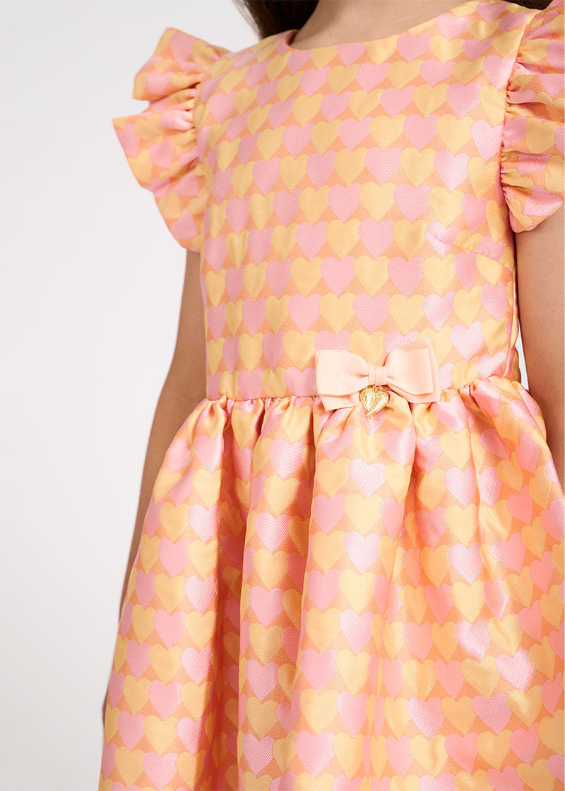 Alba Dress Apricot Hearts