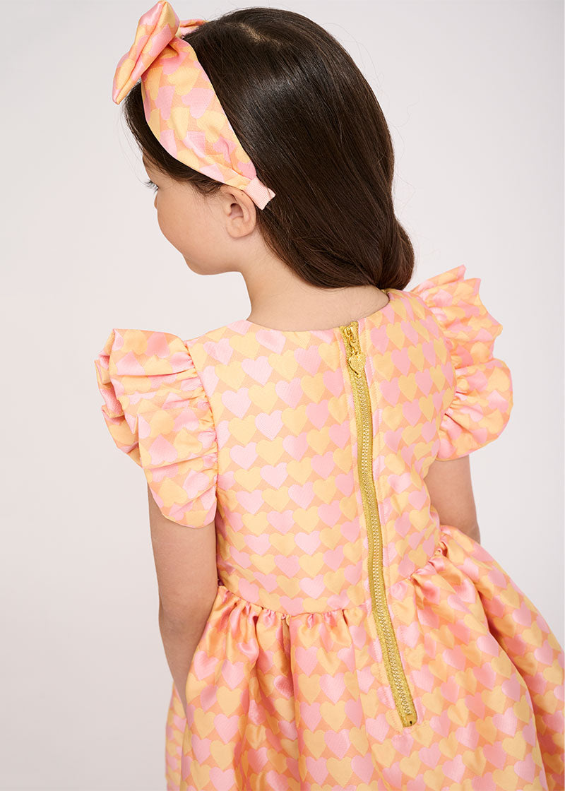 Alba Dress Apricot Hearts