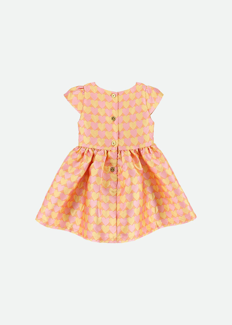 Alba Baby Dress Apricot Hearts