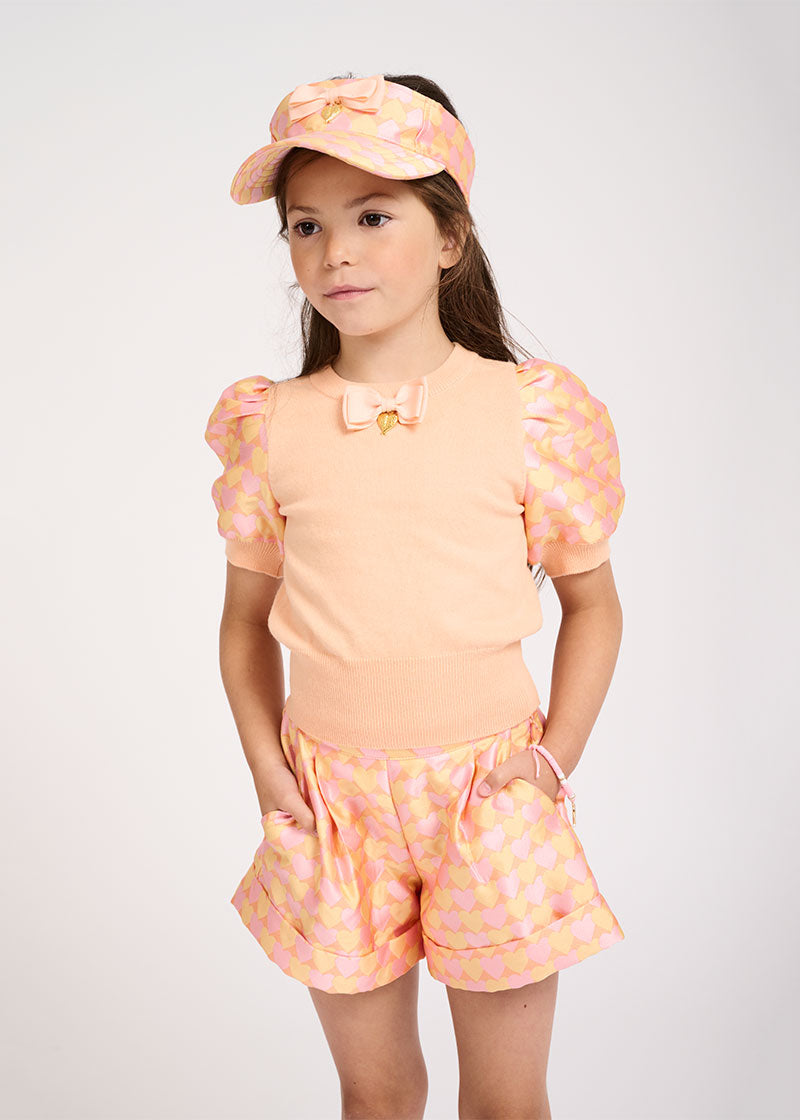 Anais Sslv Knit Apricot Hearts