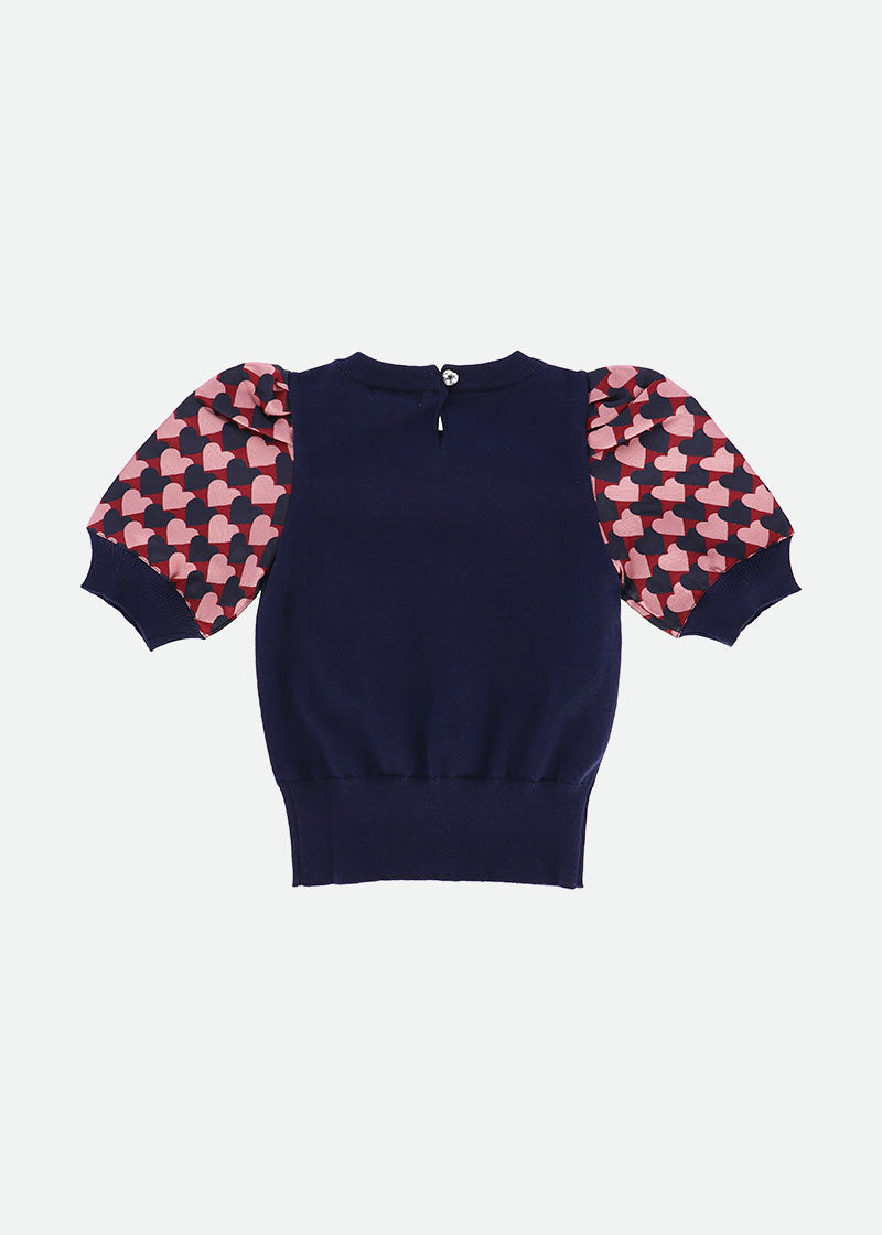 Anais Knitted Top Navy Hearts