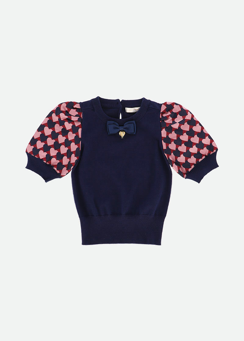 Anais Knitted Top Navy Hearts