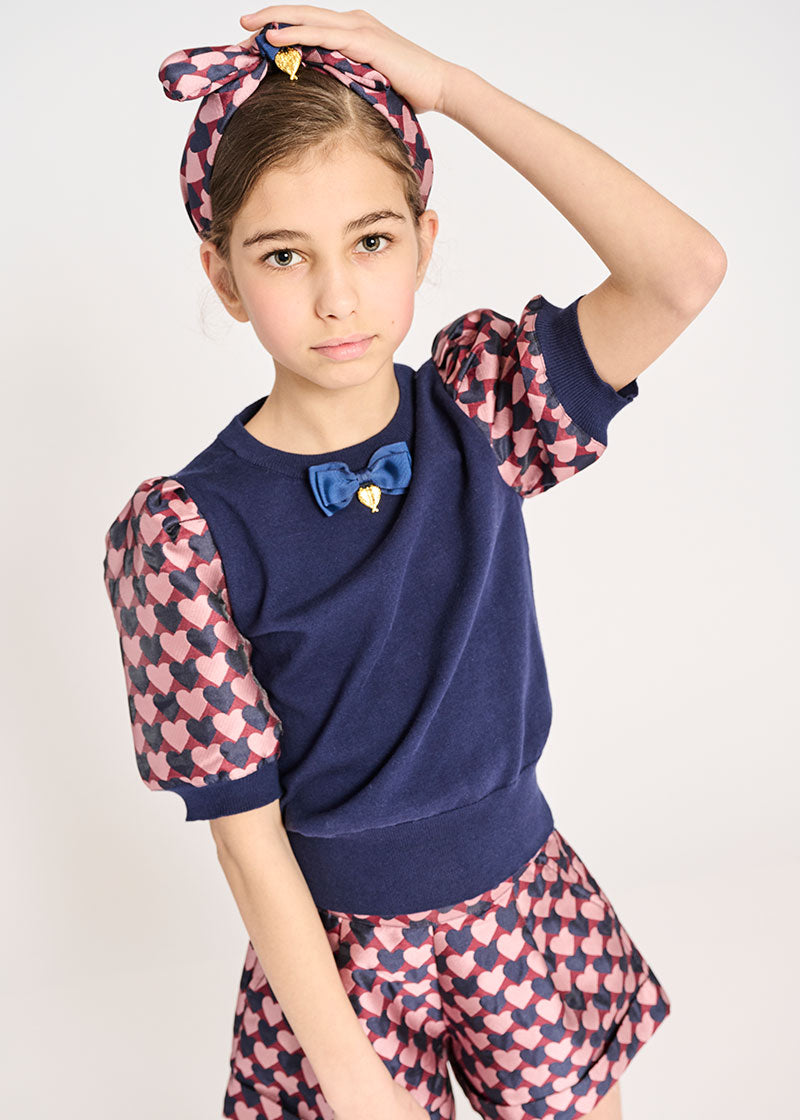 Anais Knitted Top Navy Hearts