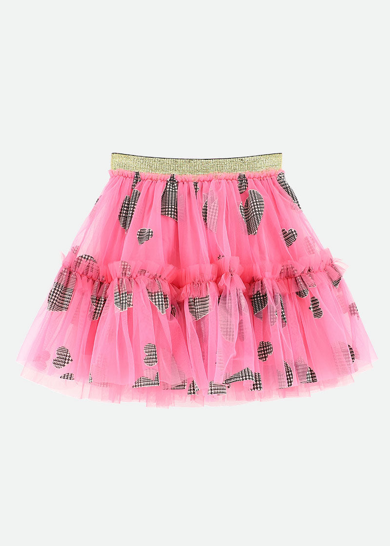 Barbarella Tulle Skirt With Hearts Hot Pink