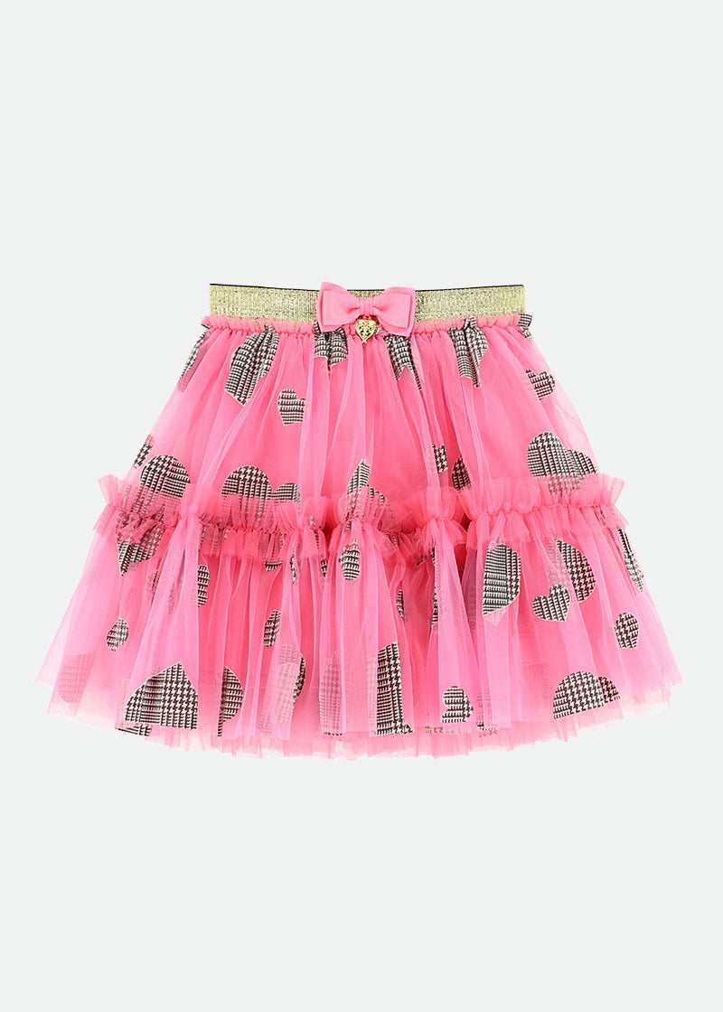 Barbarella Tulle Skirt With Hearts Hot Pink