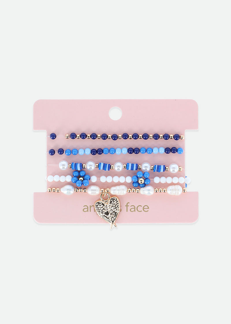 Blue Flower Bracelet Set