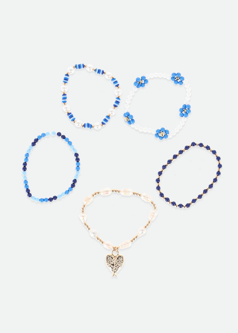 Blue Flower Bracelet Set