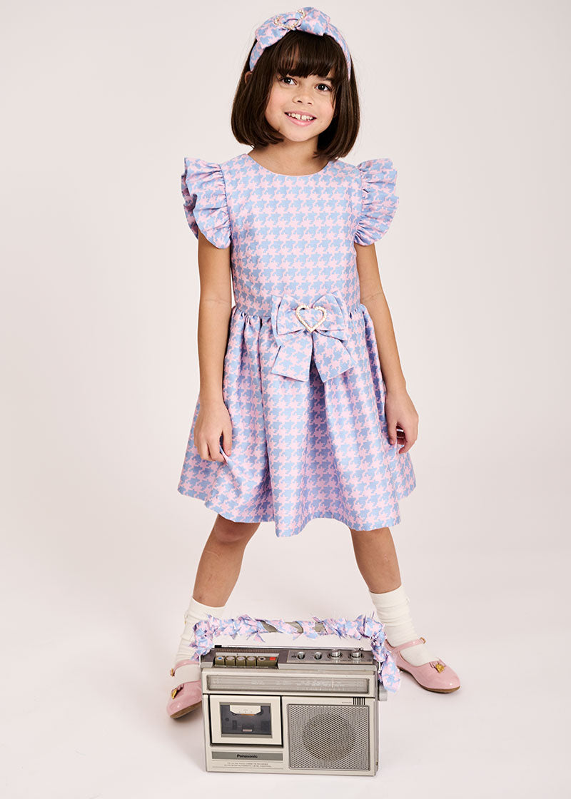 Calypso Houndstooth Dress Blue