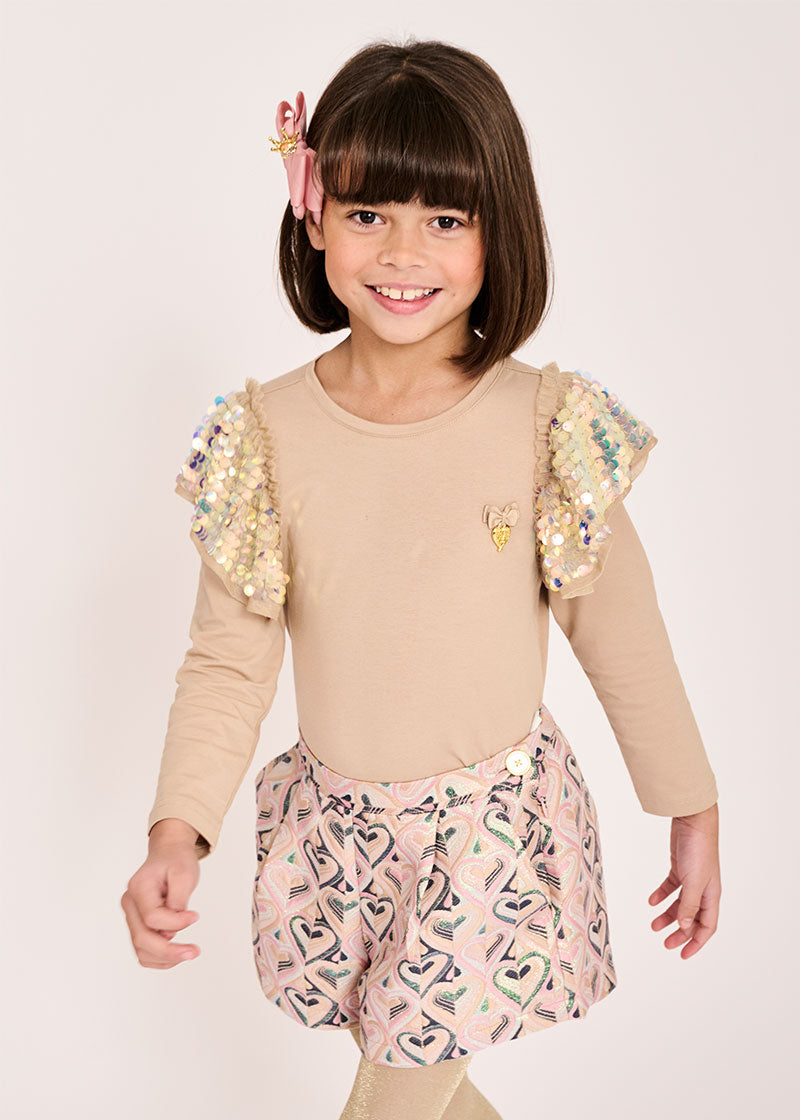 Girl's Sparkle Top Beige | Angel's Face