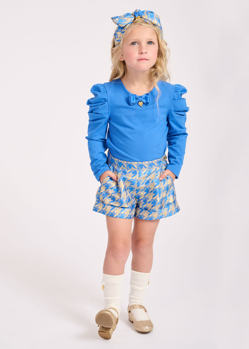 Cat Jacquard Shorts Royal Blue